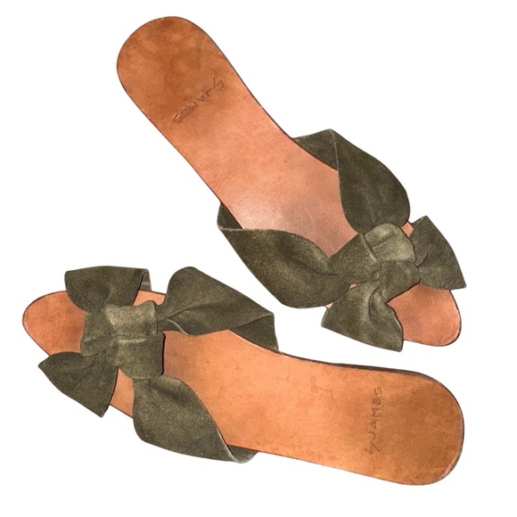 Zara Olive Green Bow Sandals - Picture 1 of 13